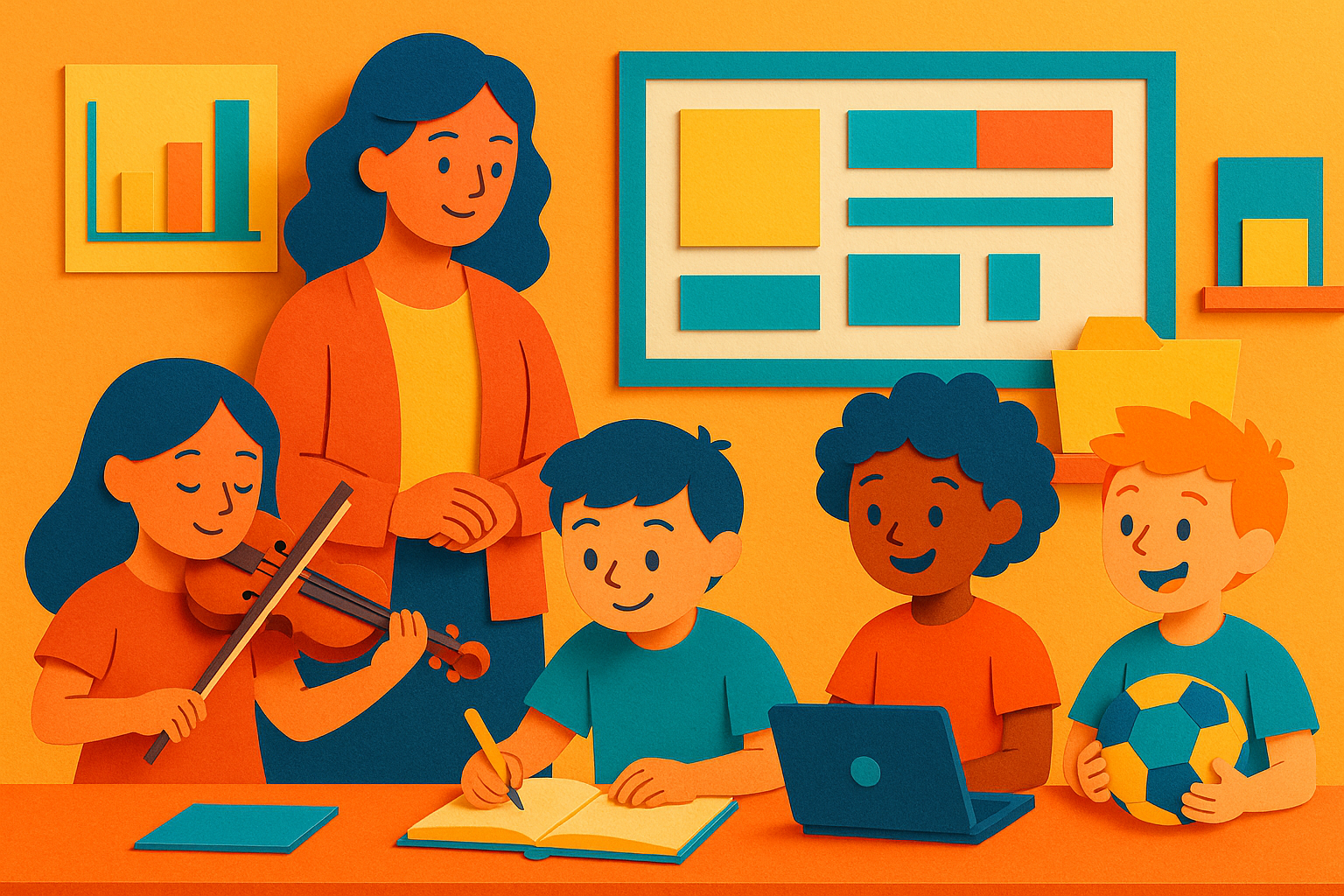 Students participating in afterschool activities with teachers in a classroom setting