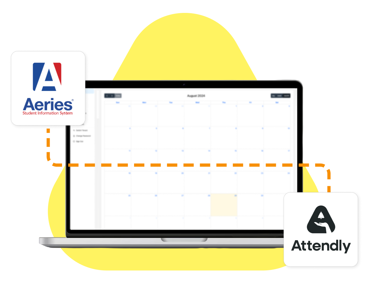 Attendly and Aeries SIS integration diagram showing seamless data synchronization