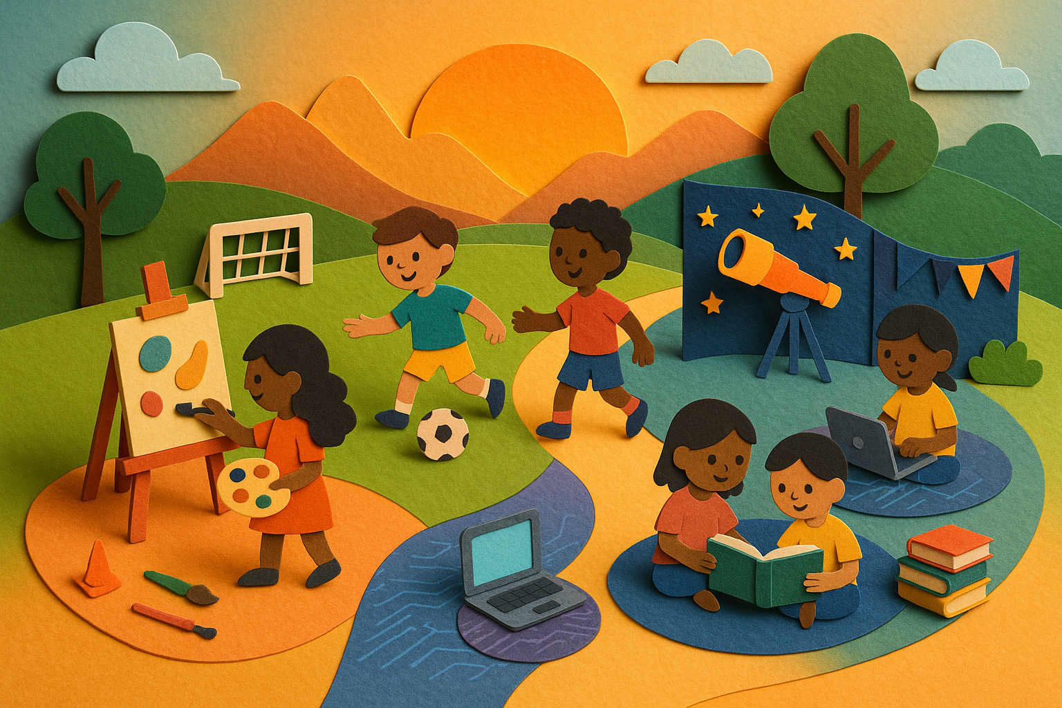 Students participating in various afterschool activities of their choice