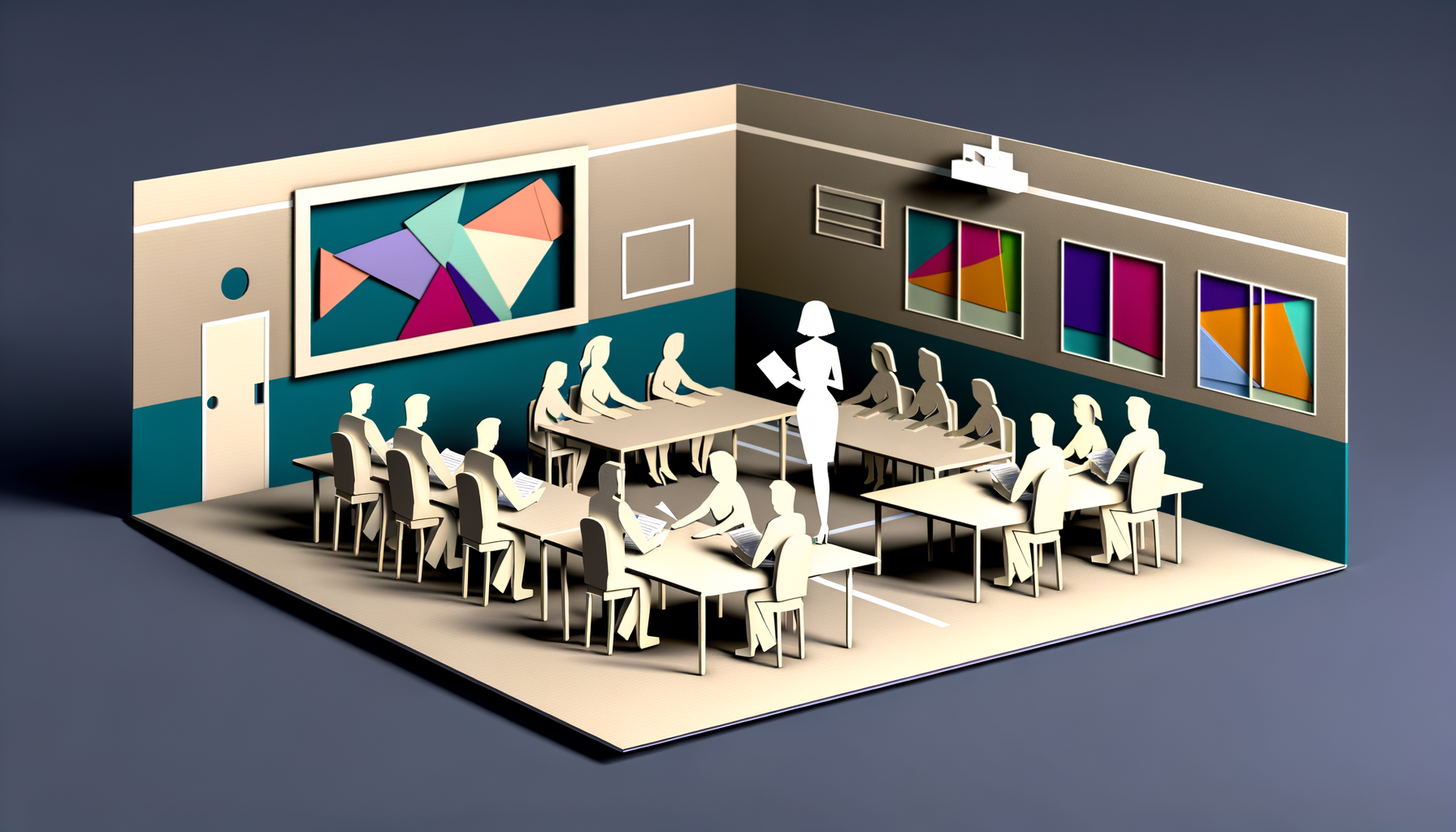 Diverse group of children participating in an after-school program with engaged parents and teachers