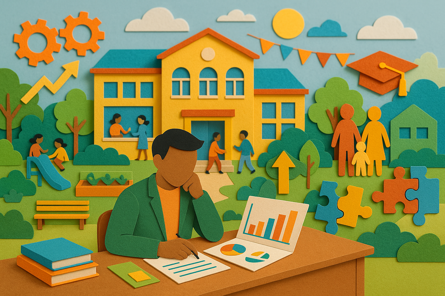 California school administrator reviewing LCAP priorities and student achievement data