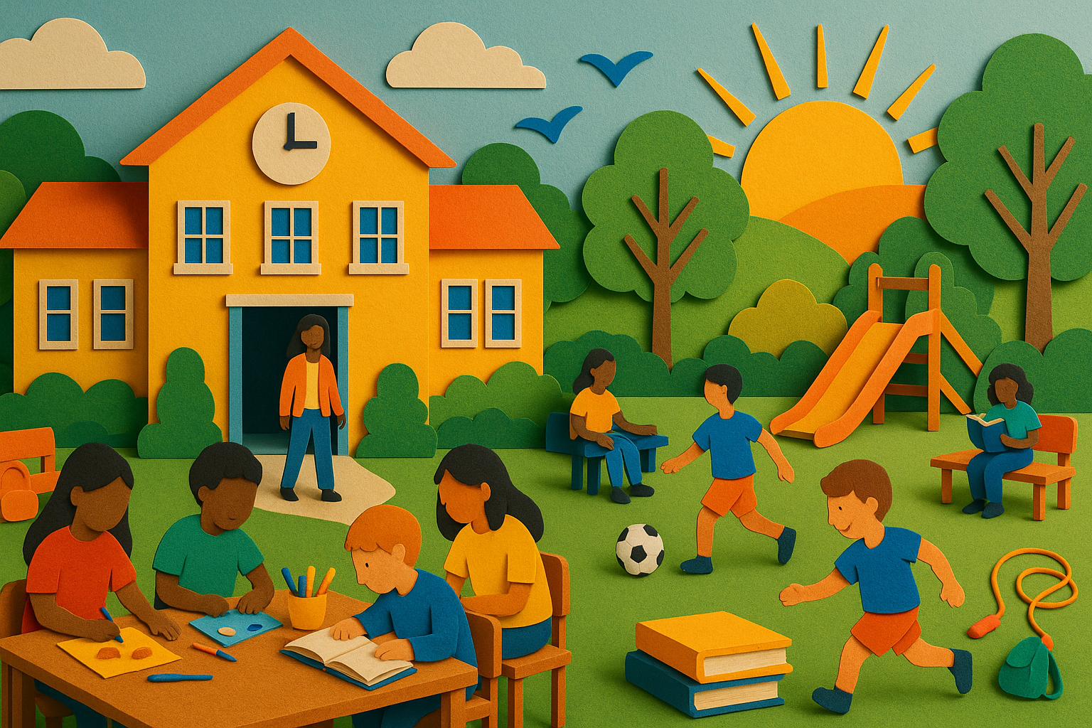 Students participating in an engaging afterschool program with staff supervision